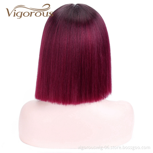 High Quality For Women High Temperature Women Bob Cosplay Colorful Red Ombre Hair Heat Resistant Straight Synthetic Wigs